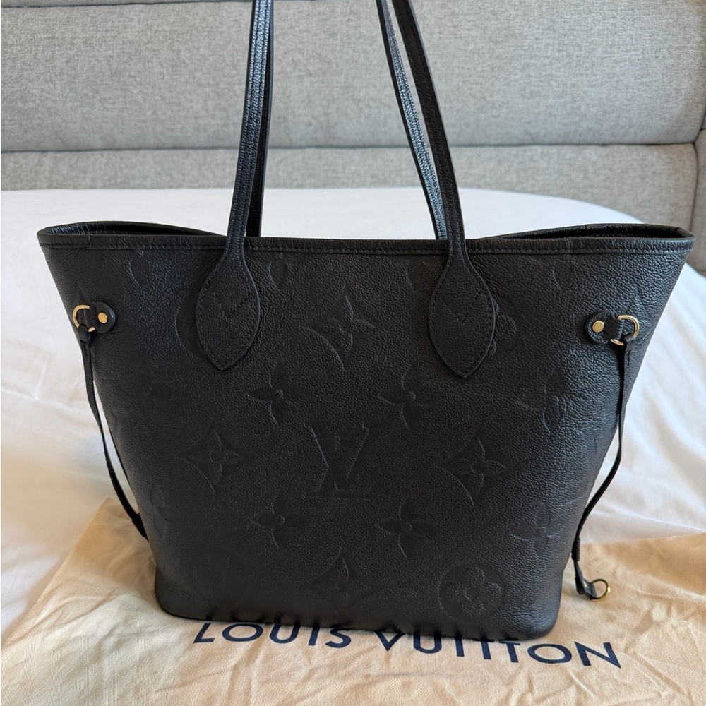 Louis Vuitton Black Embossed Monogram Neverfull Tote - Picture 2 of 16